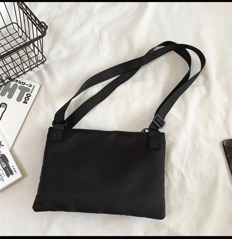 Casual Sporty Black Crossbody Bag Men's Messenger Bag Green Cloth Small Square Bag Suitable for Work Versatile Shoulder Bag