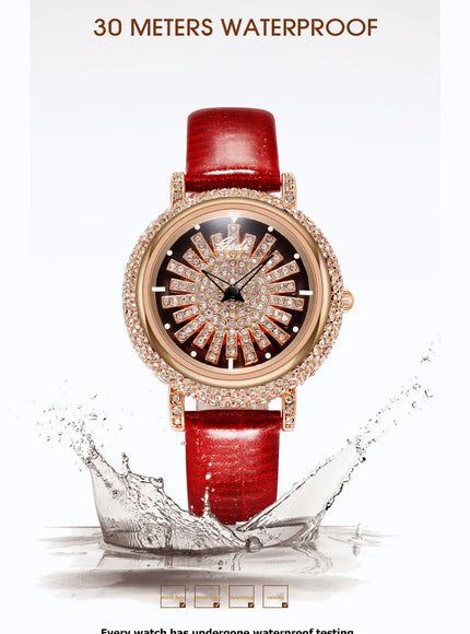 KissIcon UTHAI Women Watch Leather Diamond Waterproof -