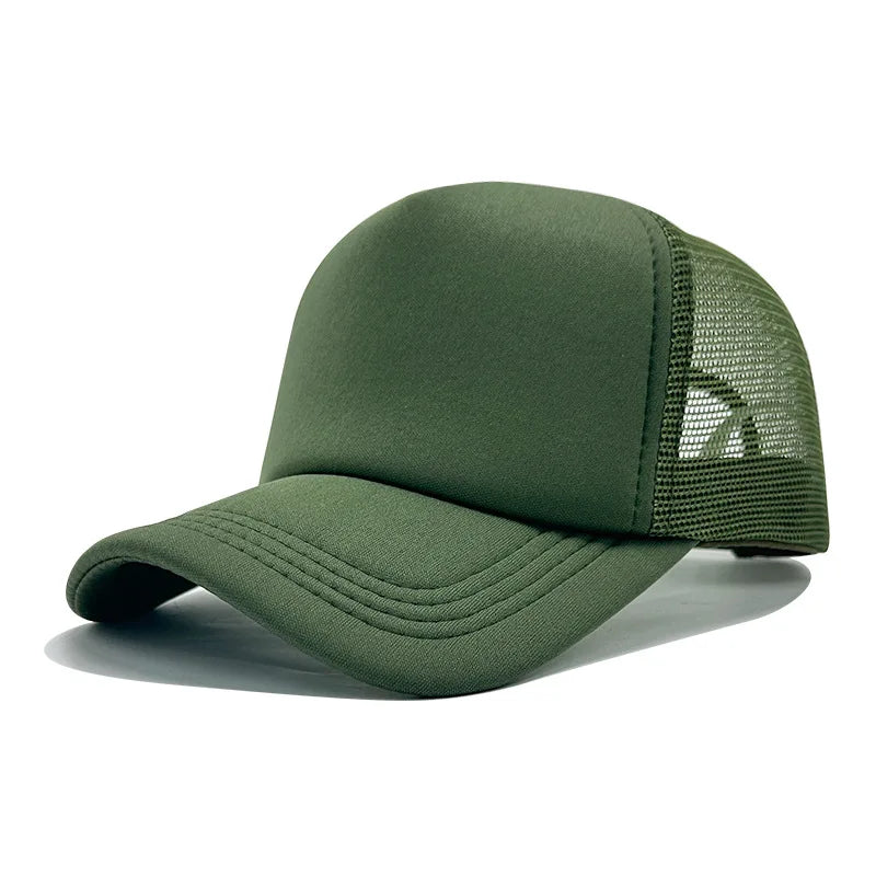Customized Printed Logo Sponge Mesh Cap Solid Color Baseball Hat Sunshade And Sun Protection Travel Caps Truck Cap Duckbill Hats