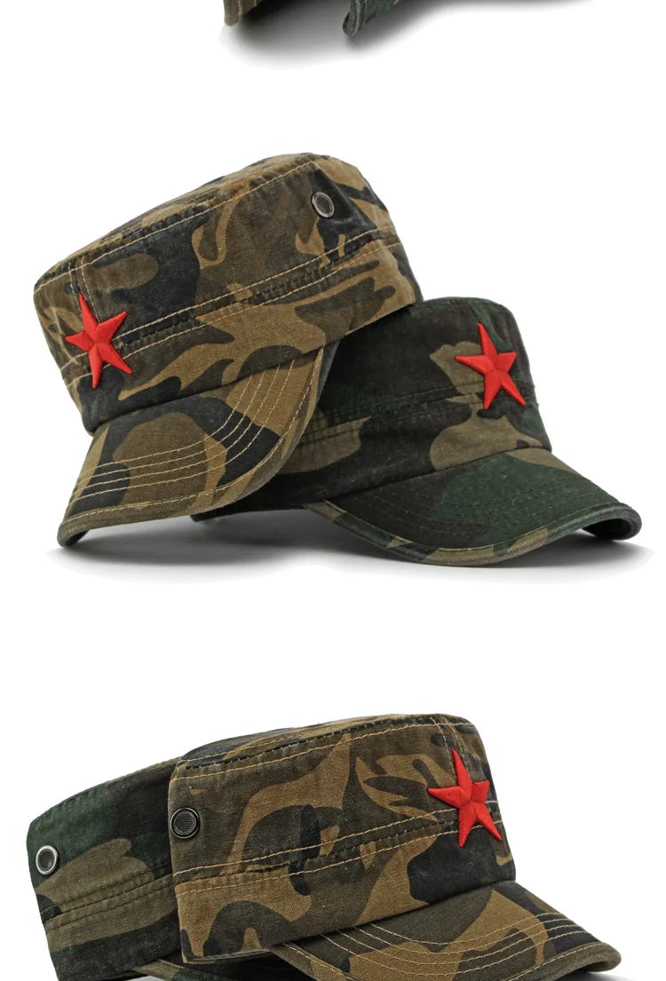 Men's Camouflage Flat Top Baseball Cap, Outdoor Sports Caps, Tactical Dad Hat, Casual Cadet, Trucker Hats