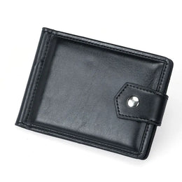 New Small Men's Leather Wallet With Coin Pocket Money Clip 5 Credit Card Slots A Metal Clamp ID Cash Holder Purse For Male