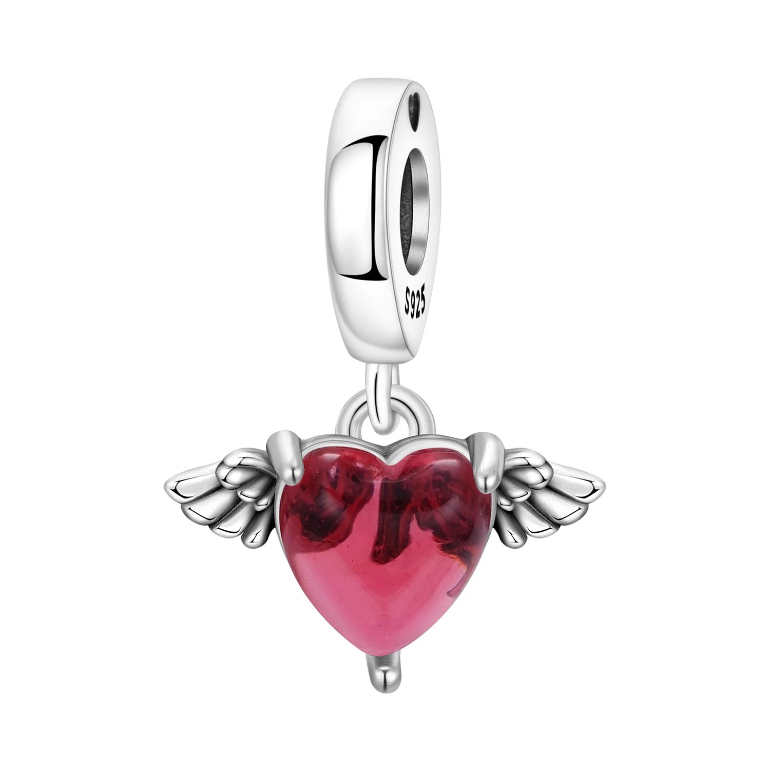 Original Charms Beads 925 Sterling Silver Zircon LOVE Winged Protect Heart Pendant For DIY Necklace Bracelet Fine Jewellery Gift