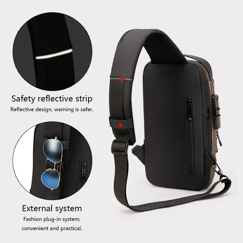 Multifunction Designer Anti-theft USB Shoulder Bag Crossbody Travel Sling Pack Messenger Pack Chest Bag Male Luxury Brand Men
