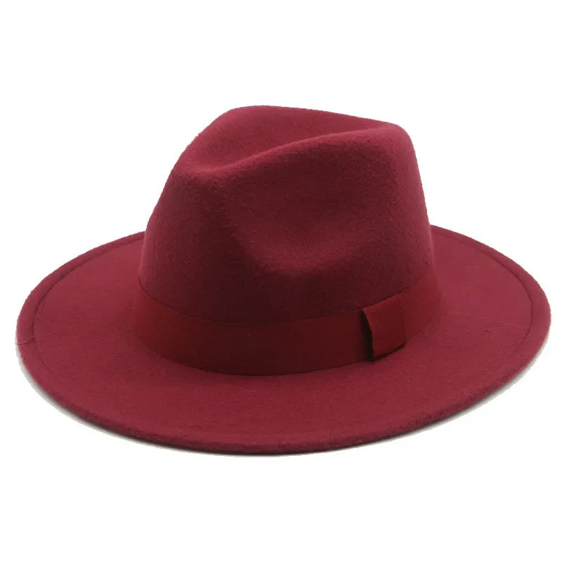 Fedora Hat Women Winter Hats for Women Ribbon Band Men's Hat Wide Brim Classic Beige Wedding Church Bowler New Cap Chapeau Femme