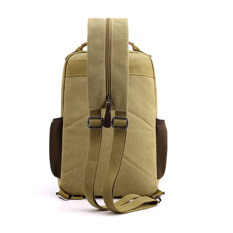 Small Mens Backpack Canvas Casual Backpacks for Men 2025 Mini Male School Bag Rucksack Man Multi-function Crossbody Bag Travel