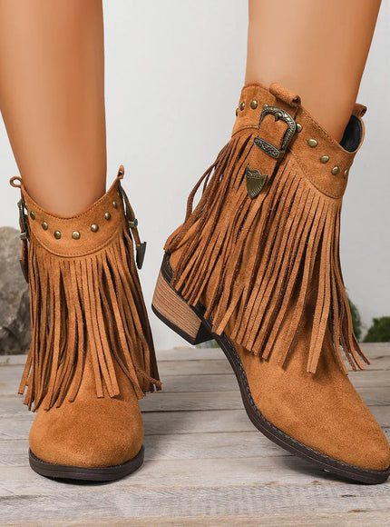 Tassel Decor High Heels Western Boots Women 2025