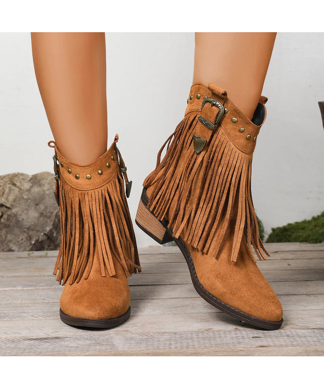 Tassel Decor High Heels Western Boots Women 2025