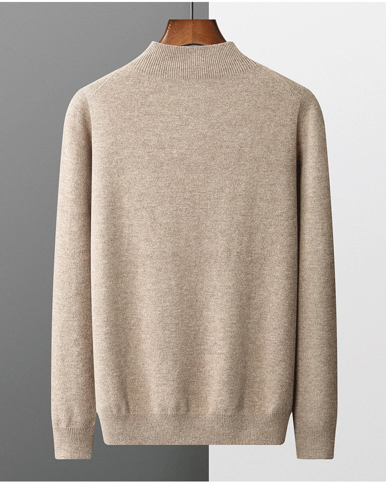 New Men's Fashion Casual Wool Sweater Warm Autumn And Winter Semi-High Neck Knitted Bottoming Shirt