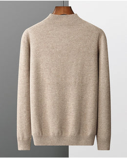 New Men's Fashion Casual Wool Sweater Warm Autumn And Winter Semi-High Neck Knitted Bottoming Shirt