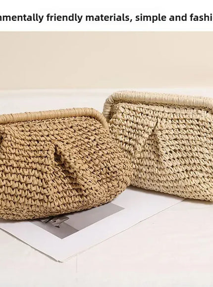 Beach Vacation Straw Metal Chain Crossbody –