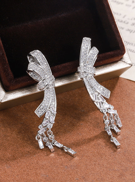 KissIcon Exquisite Silver Plated Butterfly Earrings Zircon