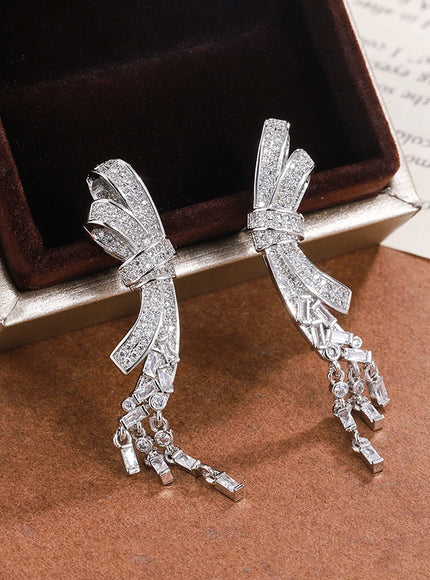 KissIcon Exquisite Silver Plated Butterfly Earrings Zircon