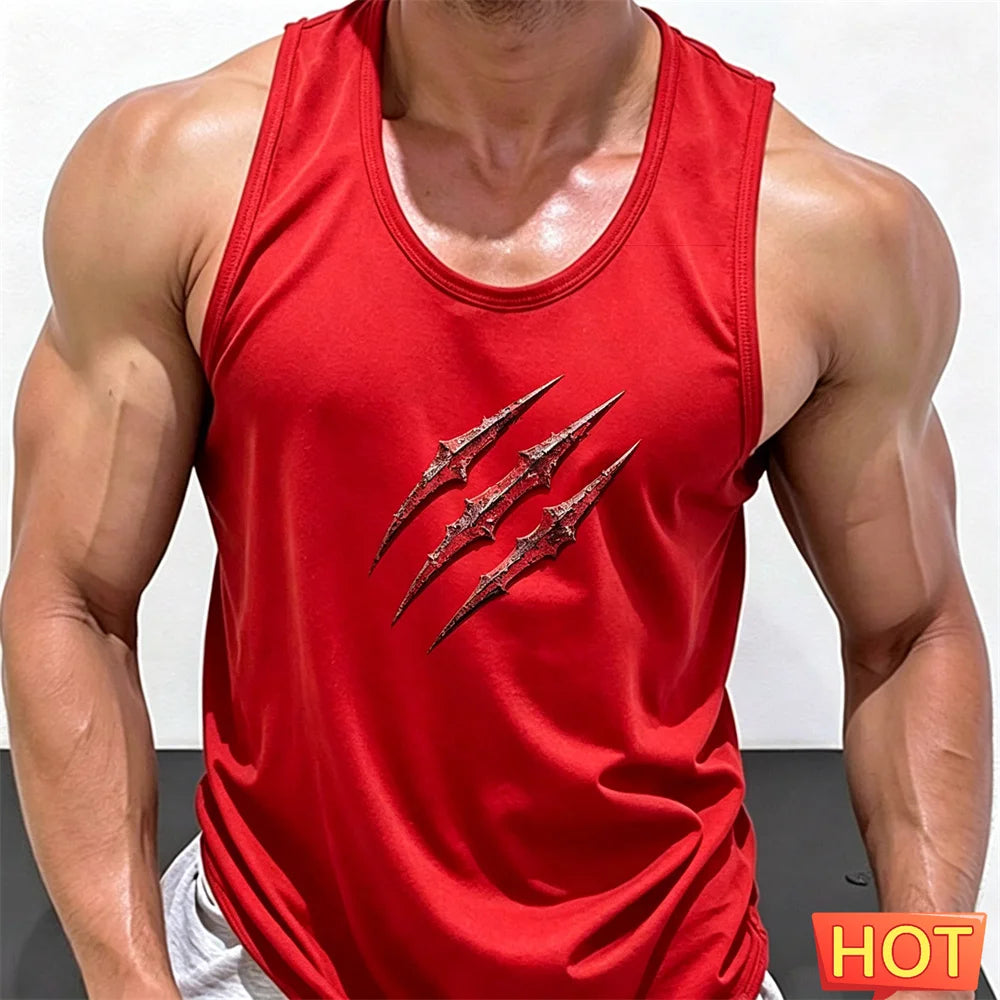 Summer scratch fitness vests men round neck sleeveless T-shirt Hard guy gym tank top men quick-dry men's t-shirts and tank tops