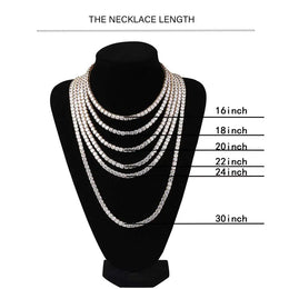 Hip Hop Jewelry 1 Row Iced Out Tennis Chain Bling CZ Men Diamond Cubic Zirconia Choker Necklace Women Drop Shipping