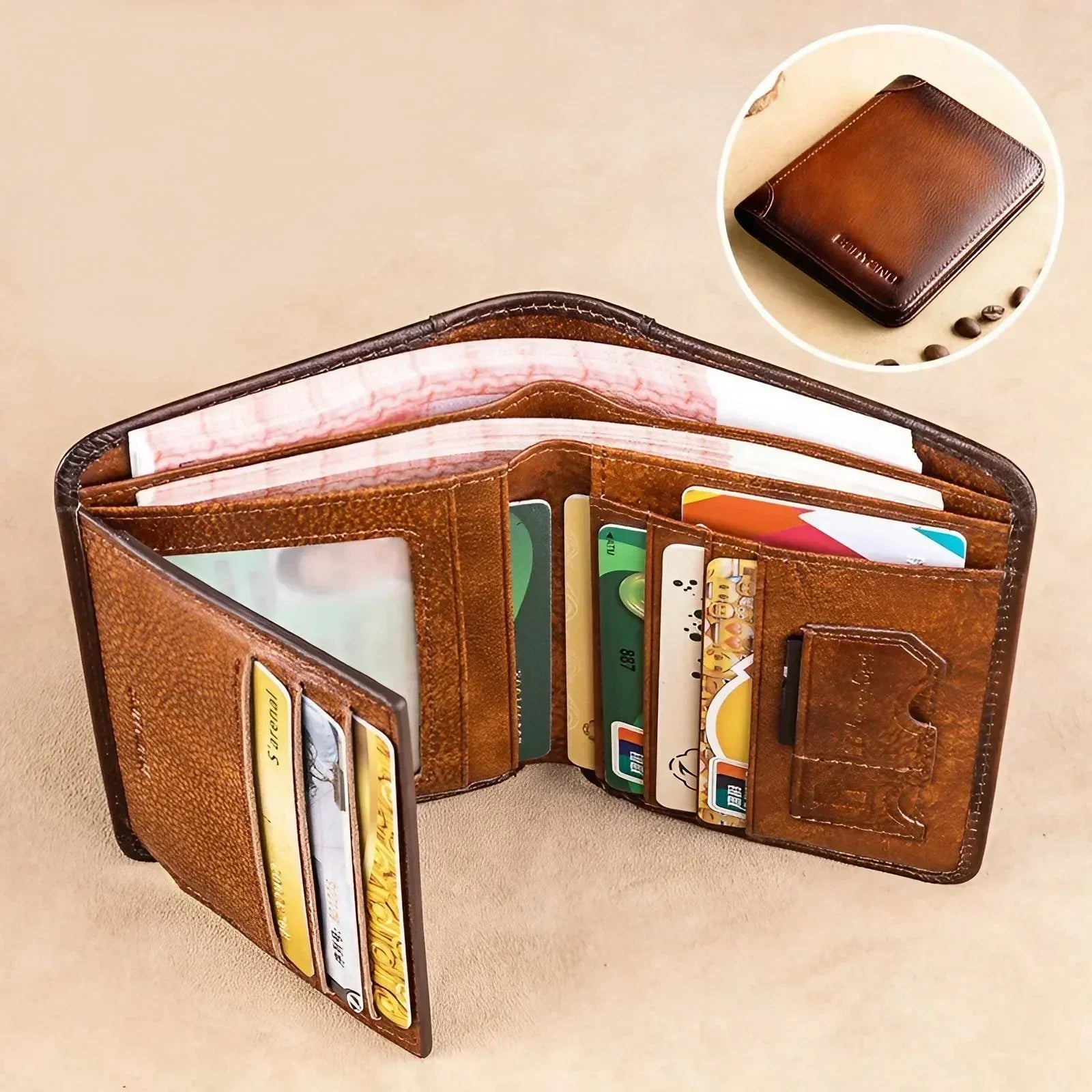 Genuine Leather Wallet for Men RFID Blocking Thin Multifunctional Credit Card Holder Short Money Bag Purse Mens Bifold Wallet