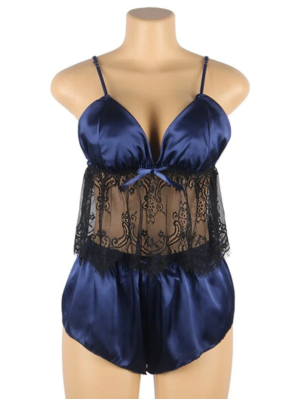 Plus Size  faux silk smooth cooling feel sexy lingerie sets pajama sets for woman lady from M-5XL