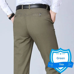 New Arrival 100% Cotton Summer Autumn Men's Casual Pants Fashion Solid Black Beige Gentle Thicken Trousers Brand Smart Suit Pant