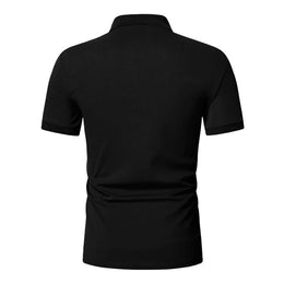 Men's polo shirt solid color short-sleeved zipper lapel T-shirt casual top
