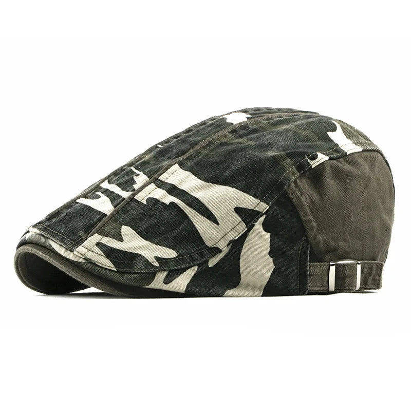 Men's Camouflage Flat Top Baseball Cap, Outdoor Sports Caps, Tactical Dad Hat, Casual Cadet, Trucker Hats