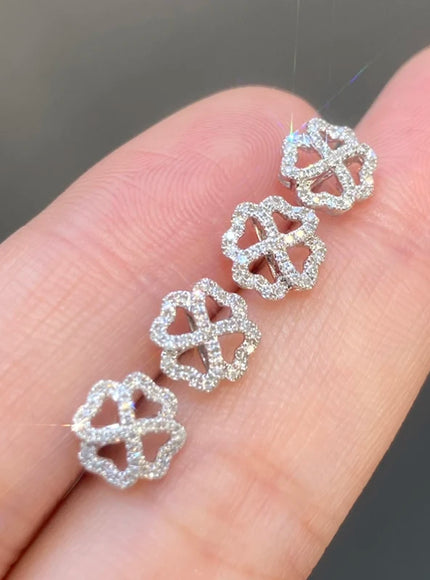 KissIcon 925 Silver Plated Earrings Clover Zircon - Luck