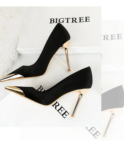 Women Fashion Comfort Suede High Heels Green Burgundy
