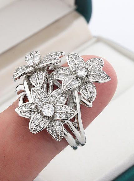 KissIcon Pear Zircon Ring 925 Stamp Sparkling Gift For Women