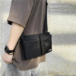 Casual Sporty Black Crossbody Bag Men's Messenger Bag Green Cloth Small Square Bag Suitable for Work Versatile Shoulder Bag