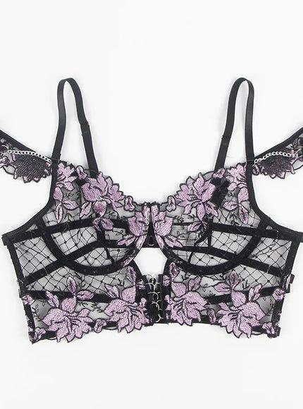 Plus Size Floral Transparent Lace Women Bra and Panties  Jajama Set Lingrie Set from M-5XL