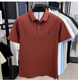 100% pure cotton short sleeved men's polo shirt summer fashion high-end brand pony embroidery golf top casual business T-shirt