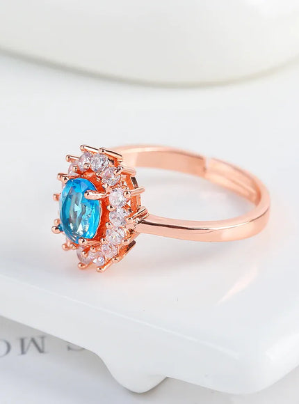 Kissicon Lady Blue Crystal Bridal Ring –