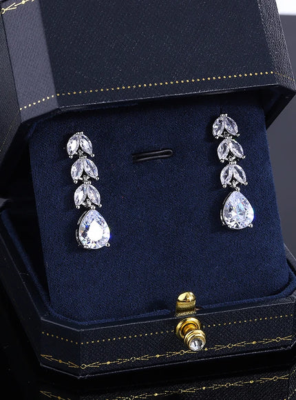 Stylish S925 Silver Earrings Women Luxury Shiny Zircon Rings