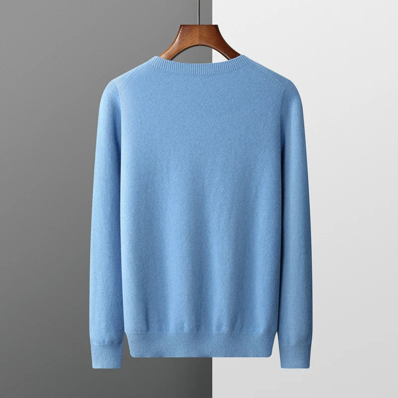 100% Merino Wool Sweater Man O-neck Basic Wool Pullover Autumn Winter Long Sleeve Soft Warm Jumper Smart Casual Knit Popular Top