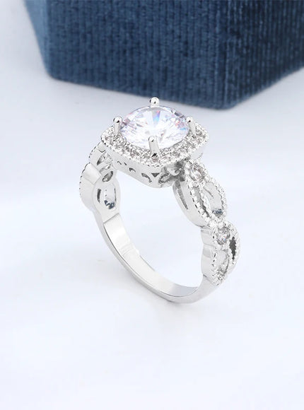 KissIcon Ball Flower Rattan Ring - Sterling Silver Zircon