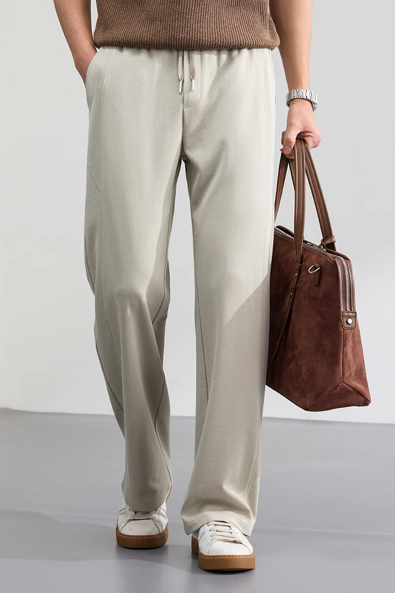 Lyocell Cotton Men's Casual Pants Breathable Straight Leg Loose Fit Elastic Waist Ice Silk Quick Dry Trousers Spring Summer 2026