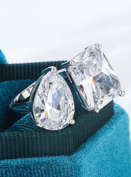 KissIcon Geometric Square Zircon Opening Ring - Lux Spark