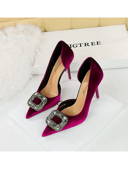Women Super High Heels Velvet Pumps Shallow Mouth