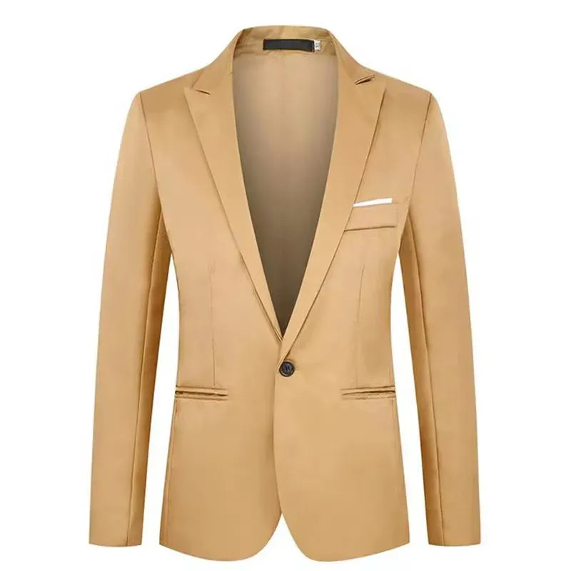 KissICON Luxury Mens Slim Fit Solid Color Blazer