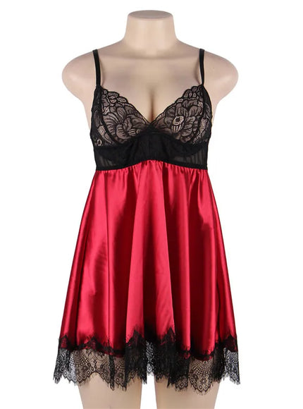 Plus Size Big Size  Colorful Woman Sexy Lingerie Babydoll Chemise with Eye Shiled Paste from M-5XL