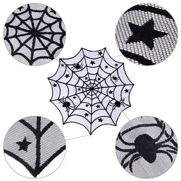 Halloween Table Runner Tablecloth Spider Web Halloween Black Fireplace Mantel Cover for Home Party Halloween Decoration