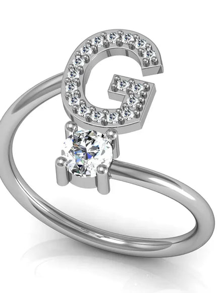 KissIcon 26 A Z Open Adjustable Ring 925 Silver Plated Gift