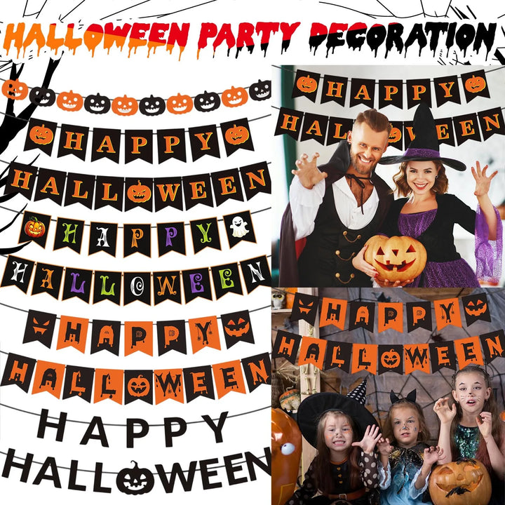 New Happy Halloween Flag Banner Festival Skeleton Pumpkin Party Decoration Supplies Scene Decoration Home Decoration
