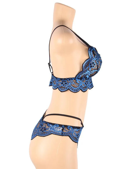 plus size sexy lingerie lace cross band embroidery decoration sexy bra panties lingerie set wholesale from M-5XL