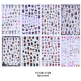 3D Gothic Black Halloween Nail Stickers Cool Design Alphabet Letter Lace Castle Skull Y2K Manicure Decoration Accessories