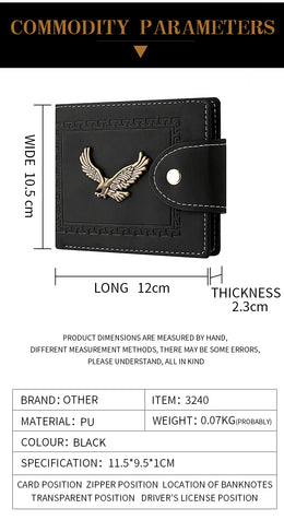 Men's Wallet Men's Short Wallet Youth Fashion Personality Pu Leather Credit Card ID Card Holder Wallet Folding Wallet
