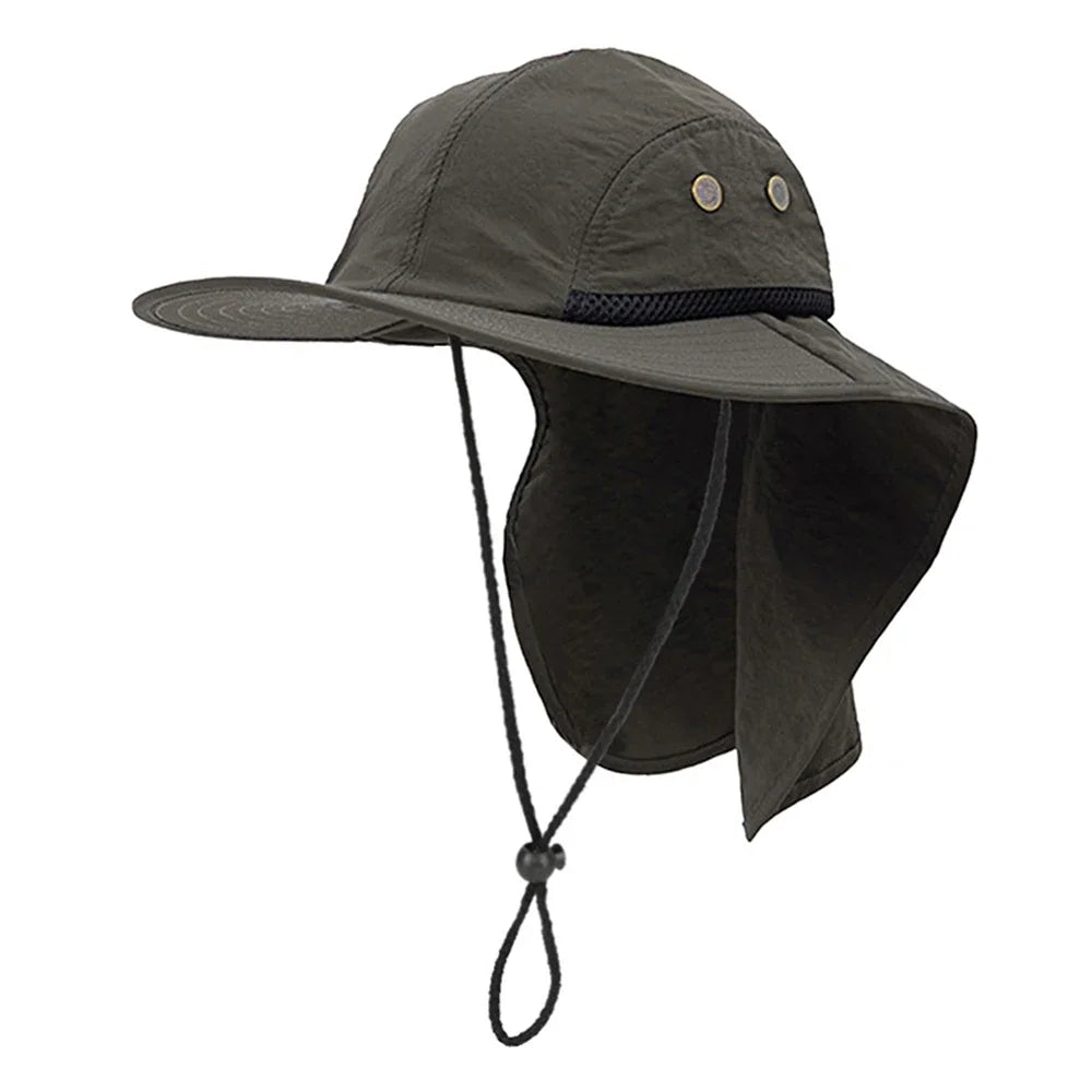 Unisex Sun Hiking Bucket Hat Wide Brim Safari Hats UV Sun Protection Cap with Neck Flap Fishing Adventuring Gardening Beach Caps
