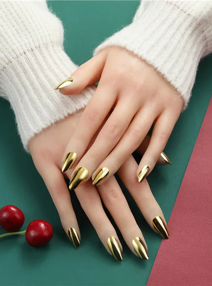 KissIcon Mirror Nails - Metal Effect Adhesive Almond