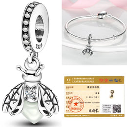 925 Sterling Silver Tree of Life Bead Luminous Firefly Dangle Butterfly Charms Fit Original Bracelet DIY Jewelry Gift for Women