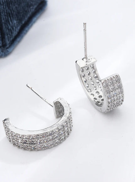 KissIcon Exquisite 925 Silver Plated Earrings -Zircon Shine
