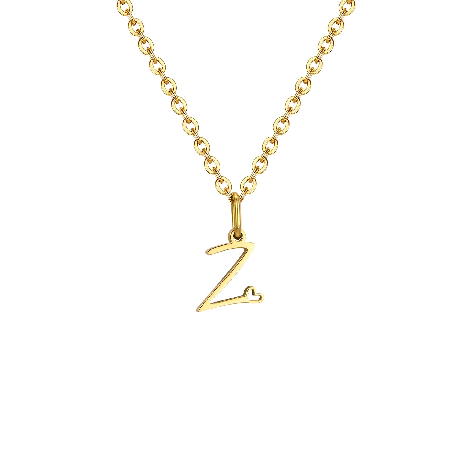 Dainty Heart Initial Necklace for Women, Gold Plated A-Z Letter Pendant, Waterproof Stainless Steel Monogram Jewelry, Personaliz