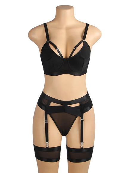 Plus Size sexy women lingerie sets pajama sets Bra and Panties Set with G-String for woman young ladies garters from M-5XL